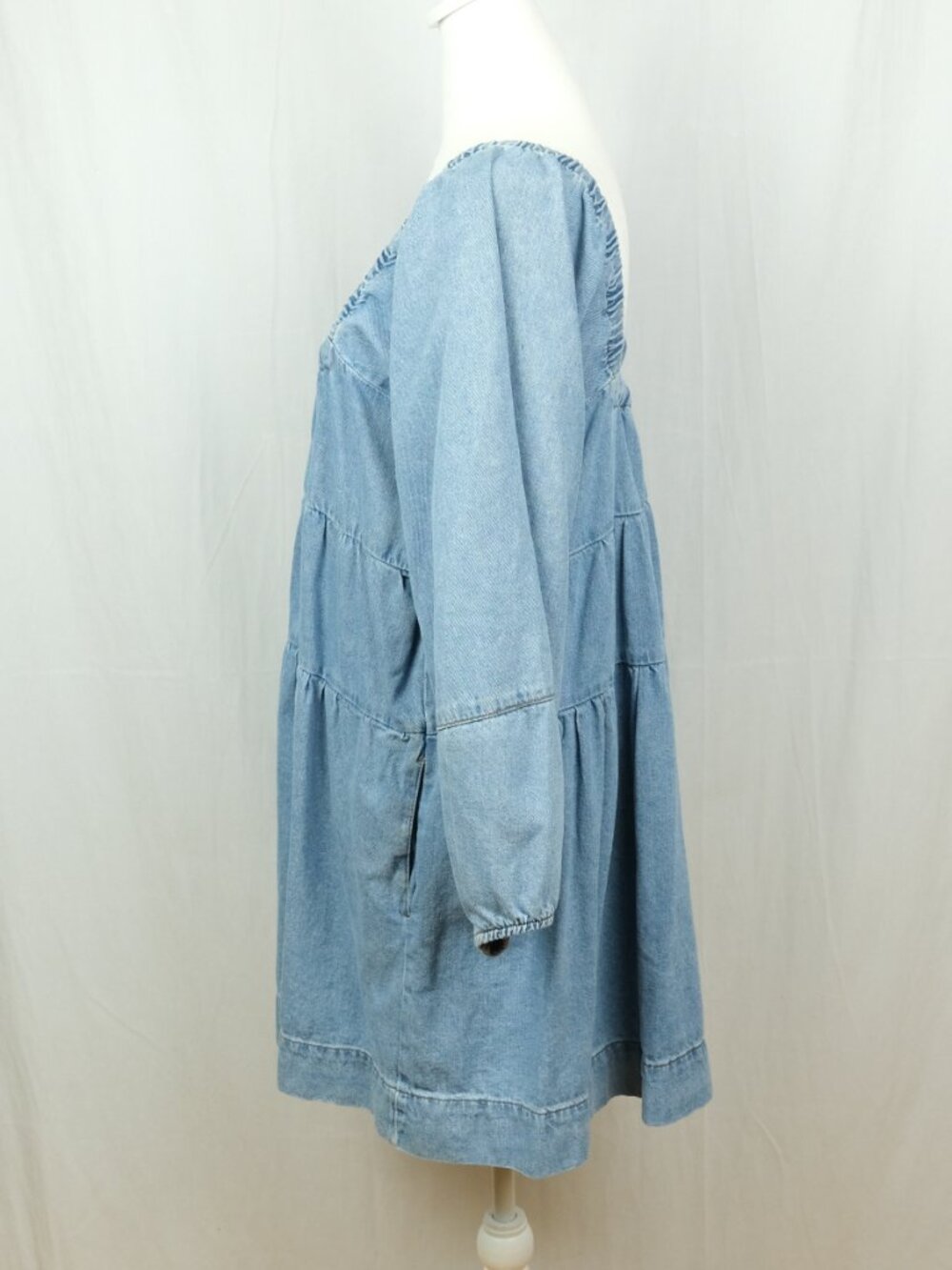 Light Blue Denim Babydoll Dress - Picture 5 of 13
